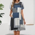 thumbnail image 2 of Abstract Geometric Art Blue Black Grey Dress Fashion Beach Short Sleeve Dresses Female Party Printed Sundress, 2 of 7