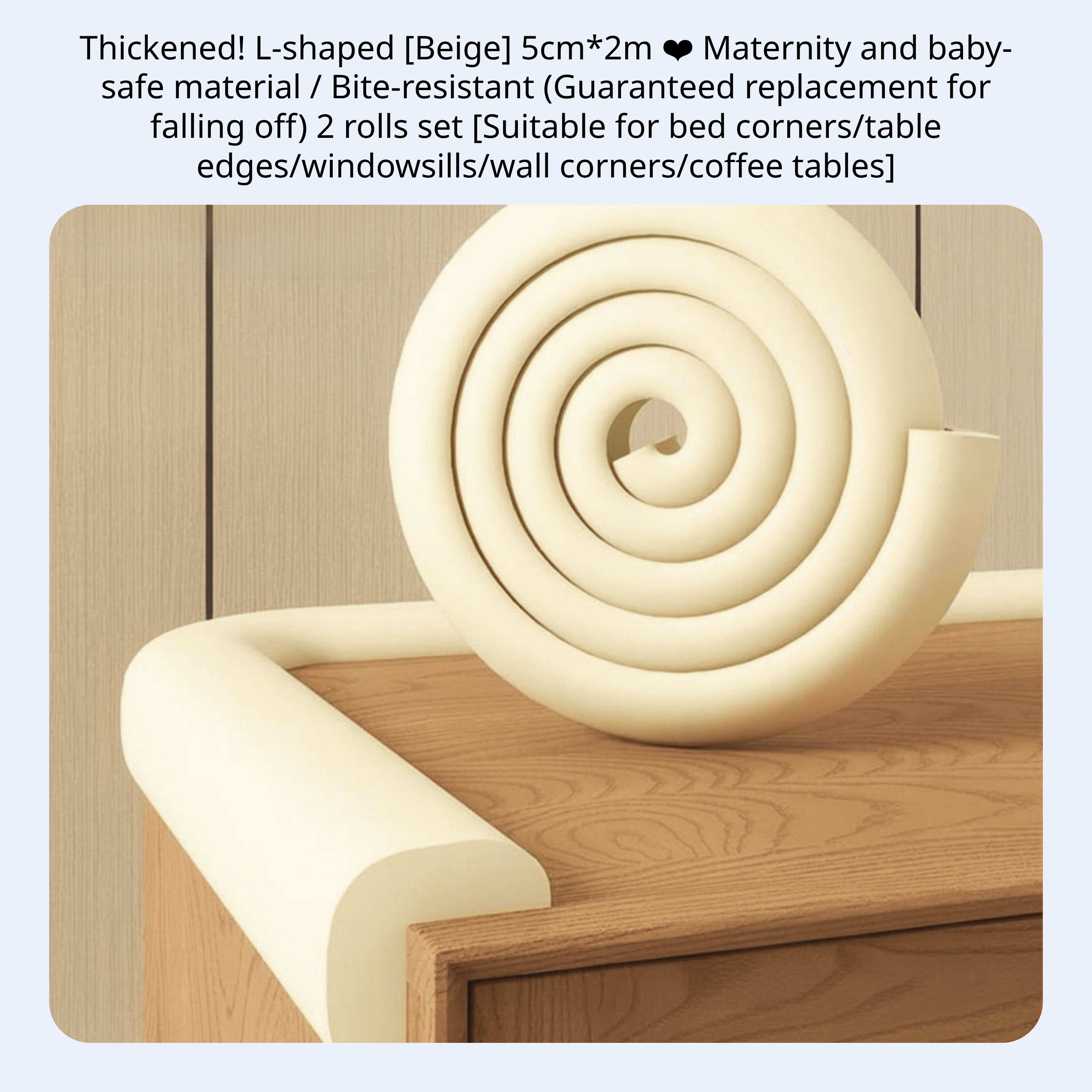 Tnarru Infant Edge Protector, NBR Foam Corner Guard, L-Shaped Strip Off-white