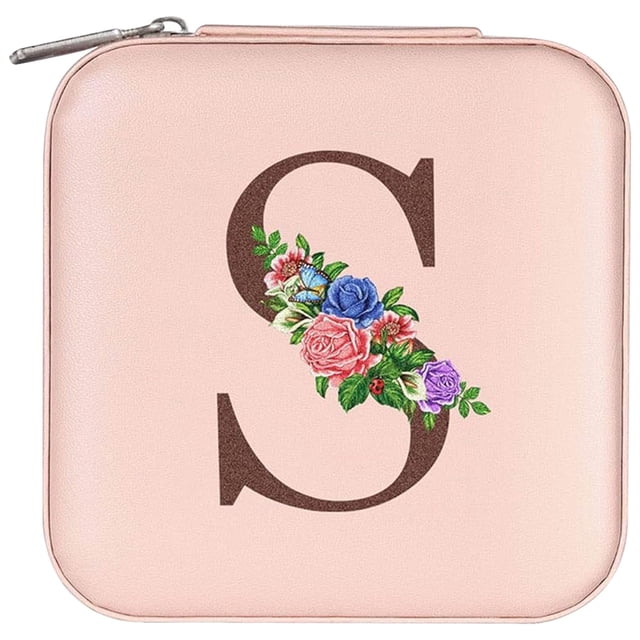 Caja de joyería pequeña, caja de almacenamiento de joyería portátil con espejo mini para mujeres y niñas
