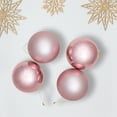 thumbnail image 3 of Northlight 2-Finish Glass Christmas Ball Ornaments - 4" (100mm) - Rose Gold - 4ct, 3 of 9