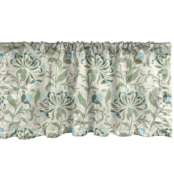 Ambesonne Green Window Valance, Pastel Floral Ornaments, 54" X 18", Multicolor