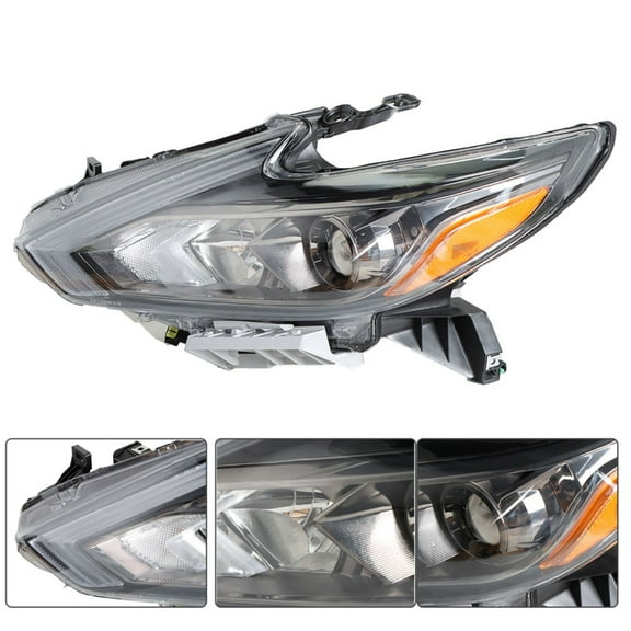 Headlight Halogen Black Housing Driver Left Side Headlamp with LED DRL Fit for Nissan Altima 2016-2018