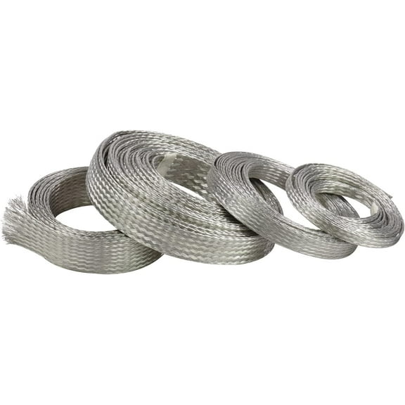 Wire Shielding Tinned Copper Flat Braid Cable Sleeving Ground Straps ESD EMI RFI Protector Flexible Mesh