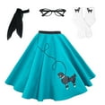 thumbnail image 5 of Hip Hop 50's Shop 1950s Adult 4 Piece Poodle Skirt Costume Outfit for Women with Accessories (glasses, socks, scarf) (XSmall/Small Teal), 5 of 7
