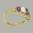thumbnail image 3 of LBG British Made 18k Yellow Gold Real Natural Amethyst & Opal Womens Band Ring - 33 size options - Size 8, 3 of 6