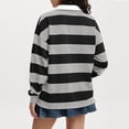 thumbnail image 4 of Women Long Sleeve Striped Shirt Button Collar Y2k Pullover T Shirts Casual Loose Oversized Polo Sweatshirt, 4 of 6