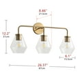 thumbnail image 4 of Aiwen 3-Light Gold LED Vanity Light with Clear Glass Shades, 4 of 10
