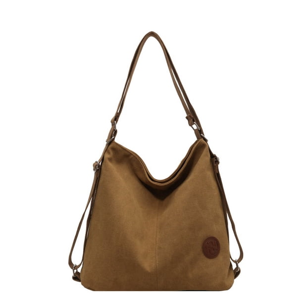 Hugtrwg Unisex Versátil Vintage School Bag Student Casual Shoulder Bag Mochila (Caqui)