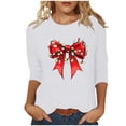 thumbnail image 2 of Miqool Fall Tops Christmas Shirts for Women 3/4 Sleeve Crewneck Plus Size Loose Tshirts Xmas Printed Blouse Gifts, 2 of 5