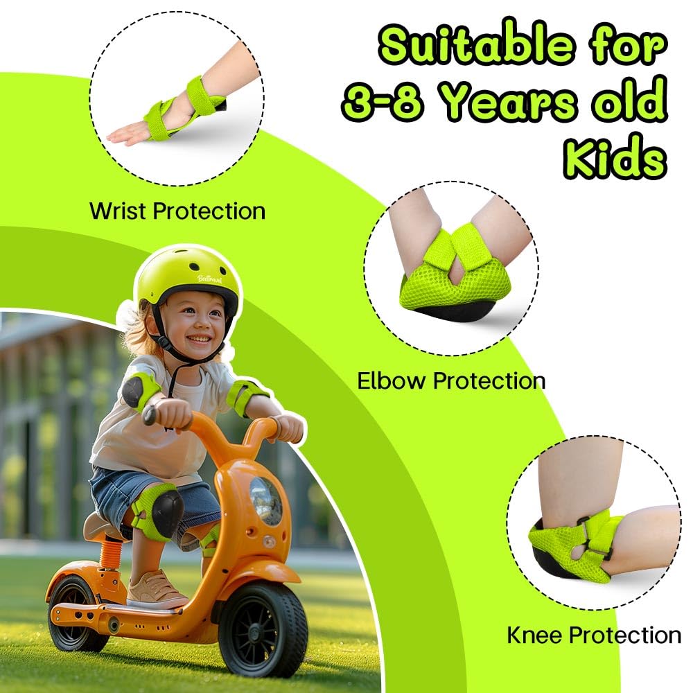 Kids Helmet, Toddler Helmet Adjustable Toddler Bike Helmet Ages 3-8 Years Old Boys Girls Multi-Sports Safety，Green