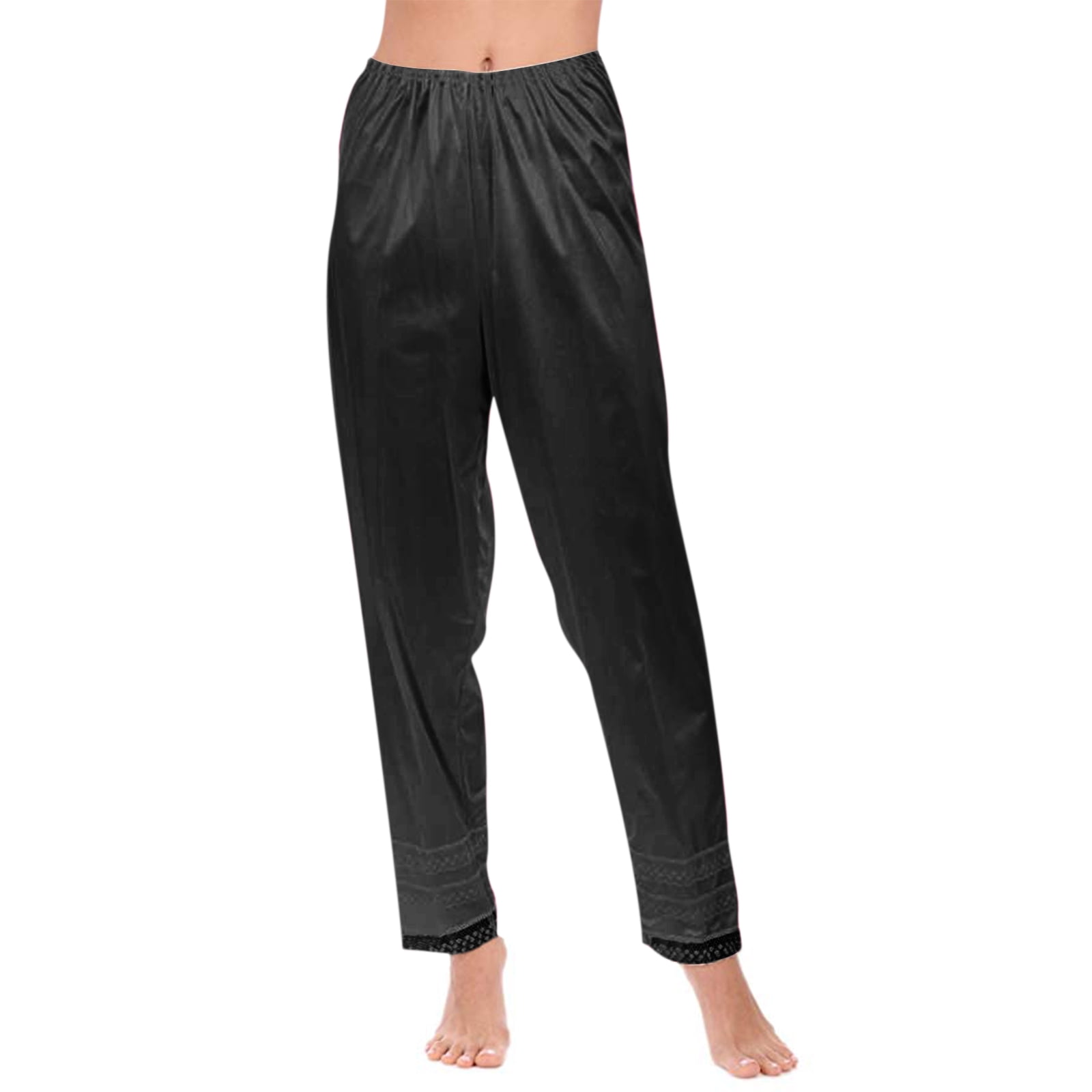 Womens Satin Silk Sleepwear Long Pajamas Pants Nightwear Loungewear Pj ...