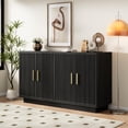thumbnail image 2 of Paproos Fluted Buffet Cabinet, Wood 55"W Large Sideboard Buffet Cabinet with Storage, Adjustable Shelves, Modern Credenza Cabinet with Doors, Kitchen Sideboard for Dining Room, Living Room, Black, 2 of 10