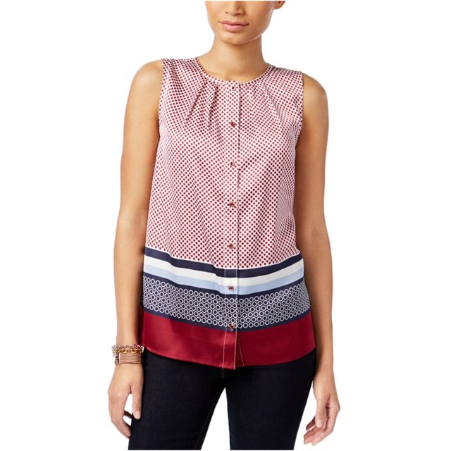 Blusa Tommy Hilfiger estampada con botones para mujer rojo extragrande