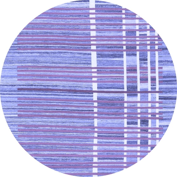 Ahgly Company Machine Washable Indoor Round Abstract Blue Modern Area Rugs, 3' Round