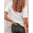 thumbnail image 3 of T-shirt Graphique Trèfle Chanceux pour Femmes - 100 % Coton, Col Rond Décontracté Manches Courtes, Coupe Confortable, Design Trèfle à Quatre Feuilles Classique Blanc avec Vert, Style Décontracté/chemise en Tissu Lisse, 3 of 8