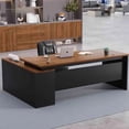 thumbnail image 3 of Wooden Study Office Desks Luxury Modern Executive Writing Office Desks Floor Keyboard Scrivania Ufficio Lavoro Room Furnitures My Lux Decor Round, 3 of 26