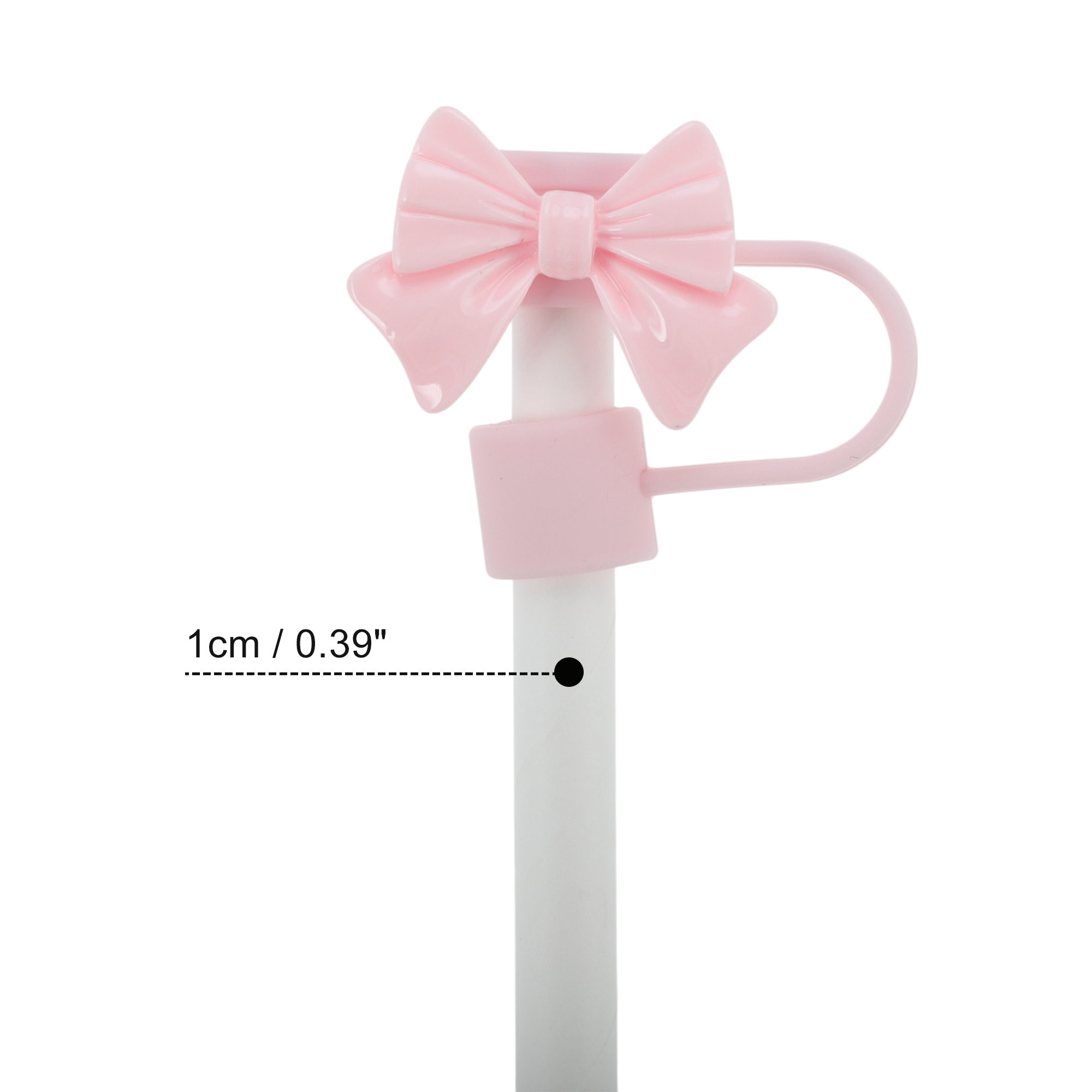 Unique Bargains 4Pcs Bow Straw Cover Cap Silicone Straw Covers Light Pink