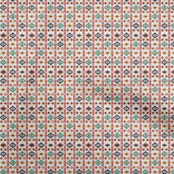 oneOone Cotton Flex White Fabric Asian Kilim Sewing Material Print Fabric By The Yard 40 Inch Wide