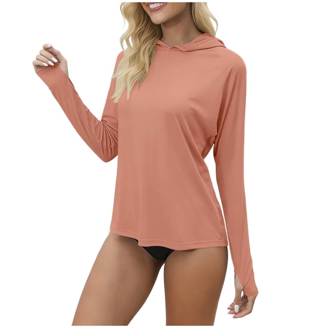 Ziynglg Chandails pour Femmes à Manches Longues, Hauts de Protection Solaire, Randonnée, Séchage Rapide, Hauts de Course, Couleur Unie, Hauts d'Extérieur