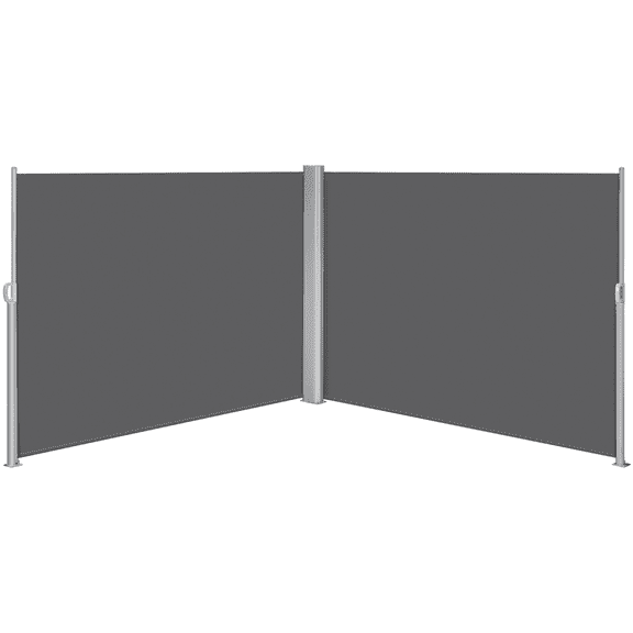Topeakmart 19.7'L x 6'H Side Awning Double Retractable Screen for Privacy Patio Garden, Dark Gray