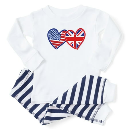 

CafePress - American Flag/Union Jack Hear - Toddler Long Sleeve Pajama set