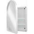 thumbnail image 3 of QMIT Arched Medicine Cabinet Mirror for Bathroom, Recessed Metal Framed Vanity Mirror with Storage, Wall Mount Medicine Cabinet with Adjustable Shelves, 24x36 Inch (White Arched), 3 of 6