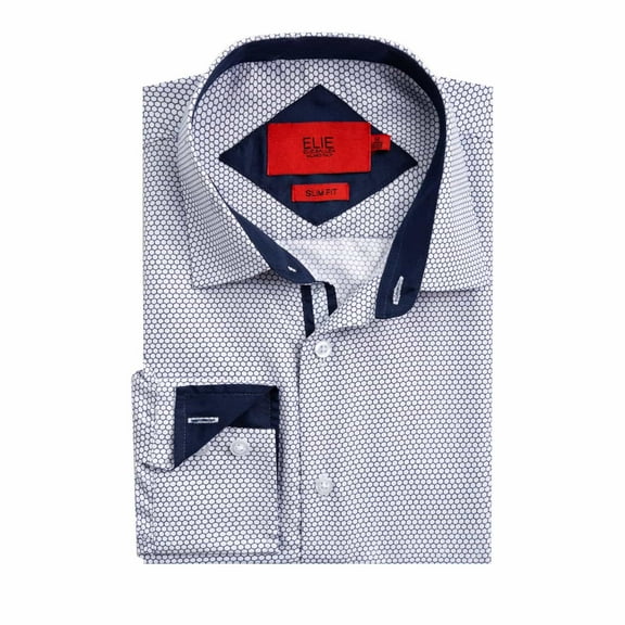 Elie Balleh Boy's White Slim Fit Honeycomb Button-Down Shirt