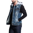 thumbnail image 2 of G-Style USA Men's Detachable Hood Denim Jean Vest DK108 - DARK INDIGO - 4X-Large, 2 of 8