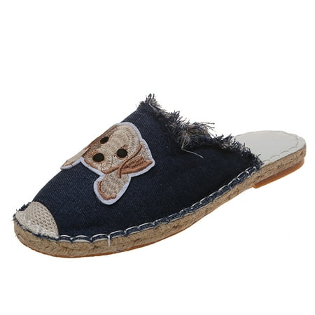 

Fsqjgq Coral Wedge Shoes Casual Women s Non Slip Weave Canvas Cartoon Dog Print Slip On Round Toe Breathable Lazy Shoes Platform Slip Navy 39