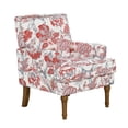 thumbnail image 3 of Silla de acento, Sillón floral, Decoración de cabeza de uñas, Rojo y blanco, Patas de madera maciza, Muebles de granja, 3 of 5