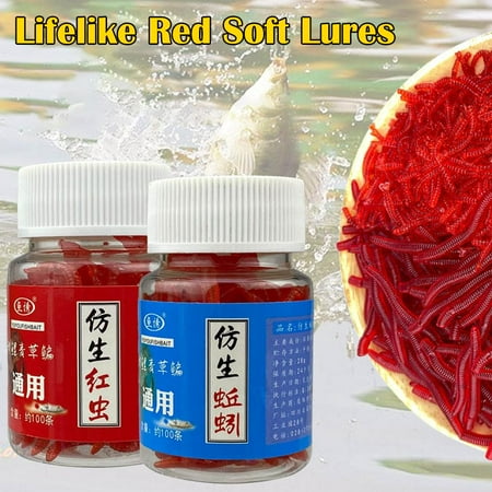 BQLQBQLQ 100pcs 4cm Soft Earthworm Fishing Bait Red Worm Lures Crankbaits
