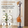 thumbnail image 4 of Freestanding Coat Rack, Heavy Duty Vintage Hall Tree with 14 Hooks, Sturdy Base, Adjustable Height, Natural Birch Wooden Entryway Organizer for Bedroom Hallway Office, 300lbs Load Capacity, 4 of 8