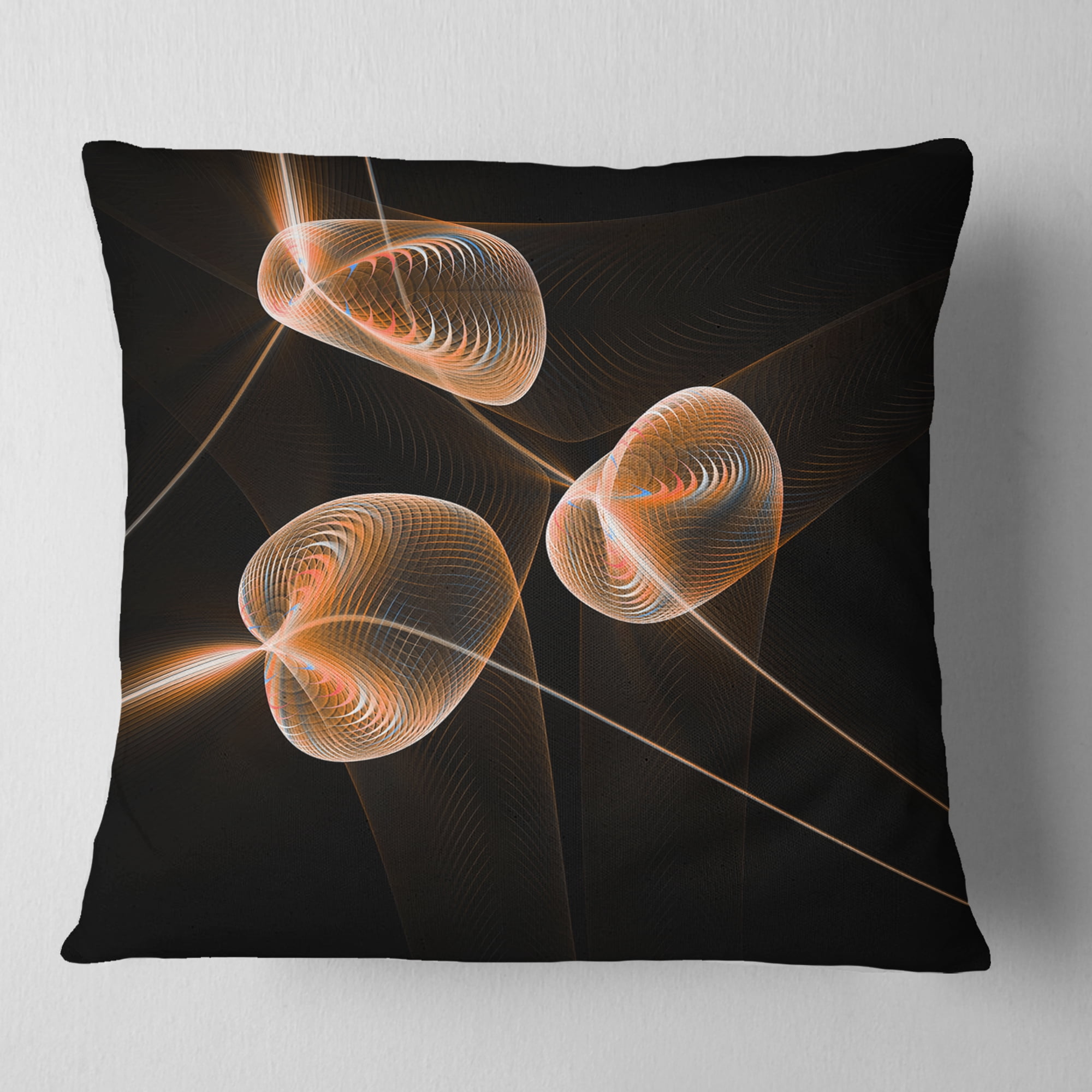 Designart Fractal Pink Orchids - Floral Throw Pillow - 16x16