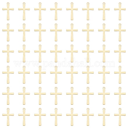 50Pcs 304 Stainless Steel Tiny Cross Charms Golden 14.5x9x1mm Hole: 1mm 50pcs/set