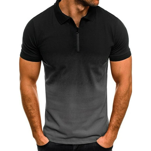 Capreze Mens Short Sleeve Polo Shirts Casual Slim Fit Tee T-Shirt Gradient Color Golf Sports Tops Pullover