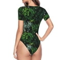 thumbnail image 4 of The Xecao Lush Foliage Green Plant Women's Crew Neck Body Suit, a short-sleeved bodysuit and basic swimsuit, both comfort and style for dating and daily life, 4 of 9