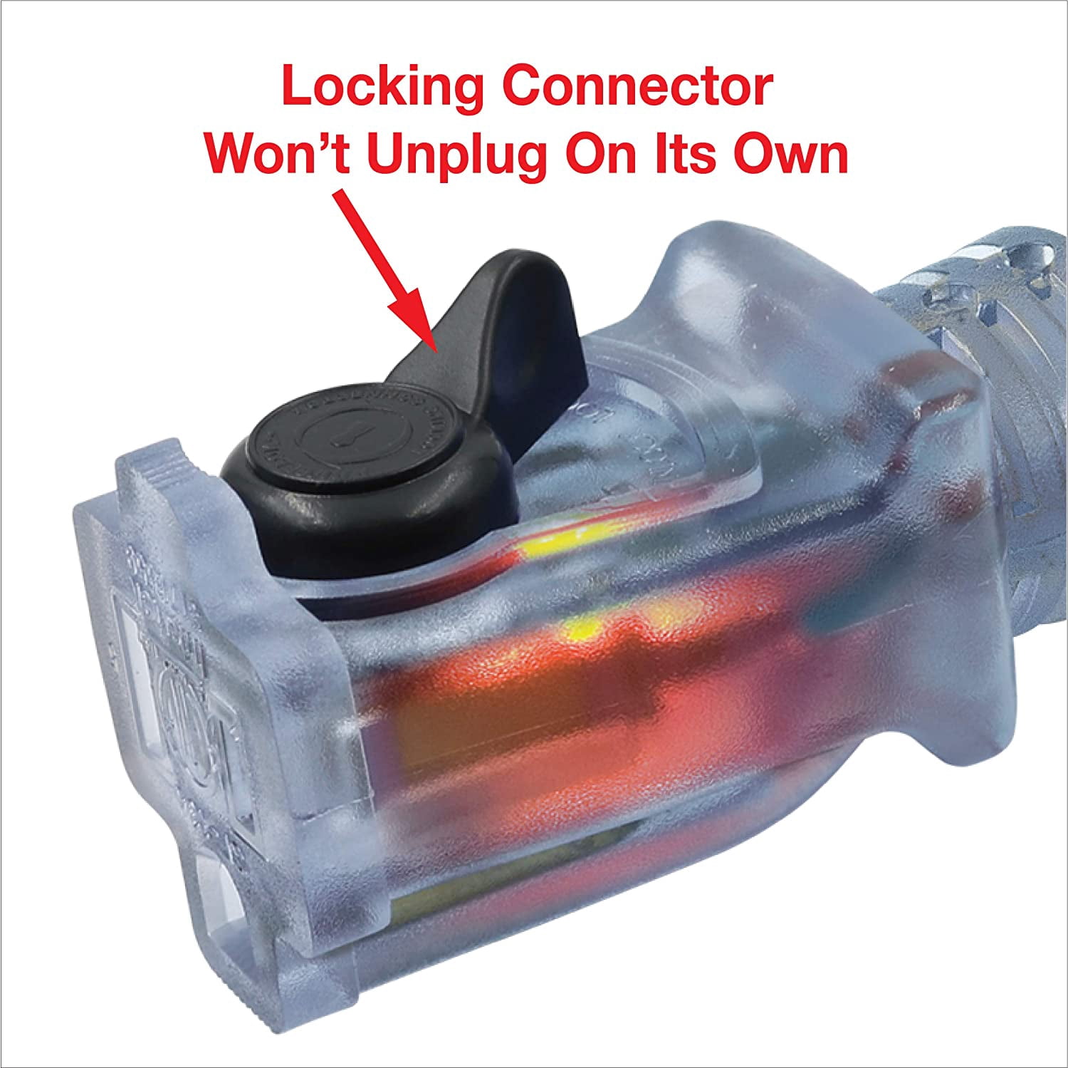 Clear Power 16/3 SJTW 80 ft Outdoor Extension Cord with Lighted Locking Connector, Ideal for Yard Equipment and Light Duty Power Tools CP10128