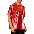 thumbnail image 4 of INSPIRE CHIC Holographic T-Shirts for Men's Crew Neck Short Sleeved Party Disco Shiny t Shirt M Red, 4 of 5