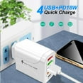 thumbnail image 3 of USB Charger Block Phone Charger 5 Ports 48W USB Power Adapter Smart Phone Wall Charger Block Cube Adapter White EU plug, 3 of 4