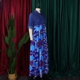 thumbnail image 4 of AURA Womens Abstract Print Denim Maxi Dress Long Sleeve High Waist Button Front Streetwear XL XXXL, 4 of 10