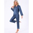 thumbnail image 3 of DARING DIVA Women's Satin Stripe Button Down Pajama Sets XL Blue, 3 of 6