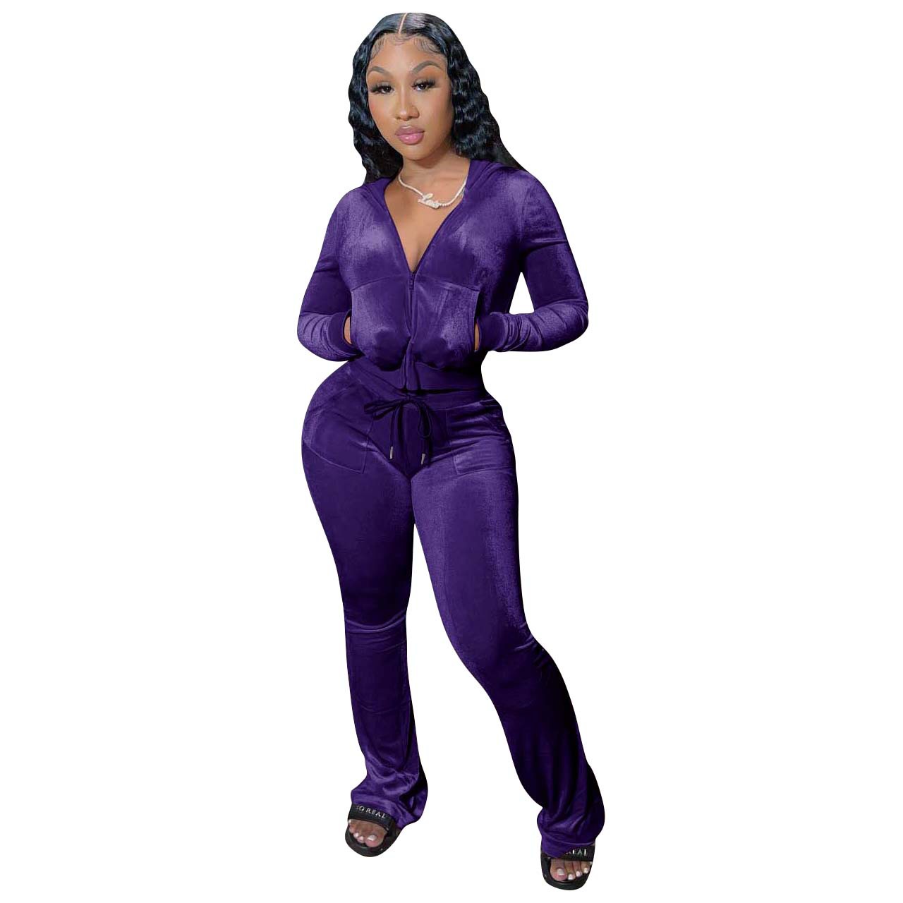 purple velour jogging suit