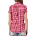 thumbnail image 3 of INSPIRE CHIC Women's Plaid Shirts Point Collar Button Down Blouses Dark Red White XS, 3 of 6