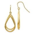 thumbnail image 3 of 14K Yellow Gold Polished and Textured Shepherd Hook Earrings, 3 of 5