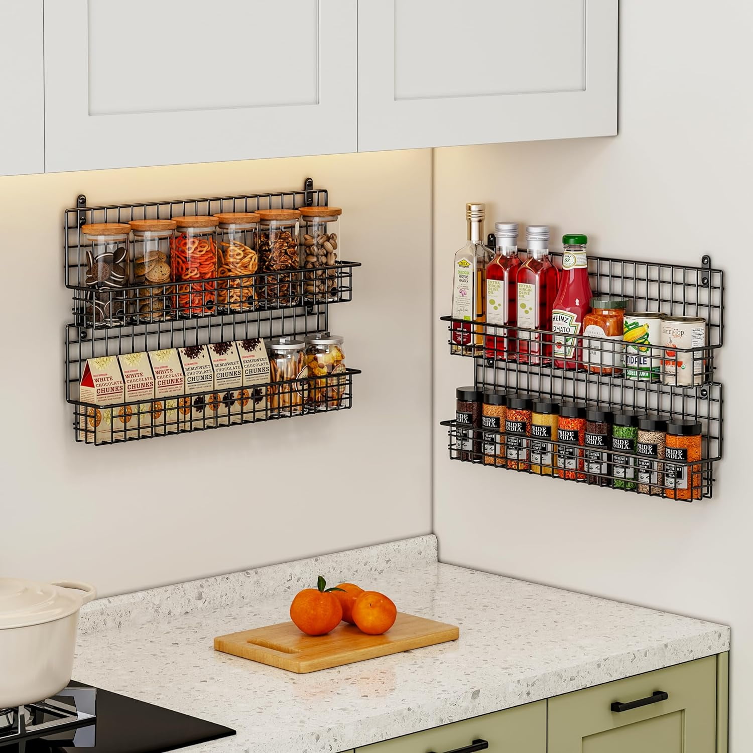 Amazon.com: Wall Mounted Spice Rack, Shelves Spice Storage