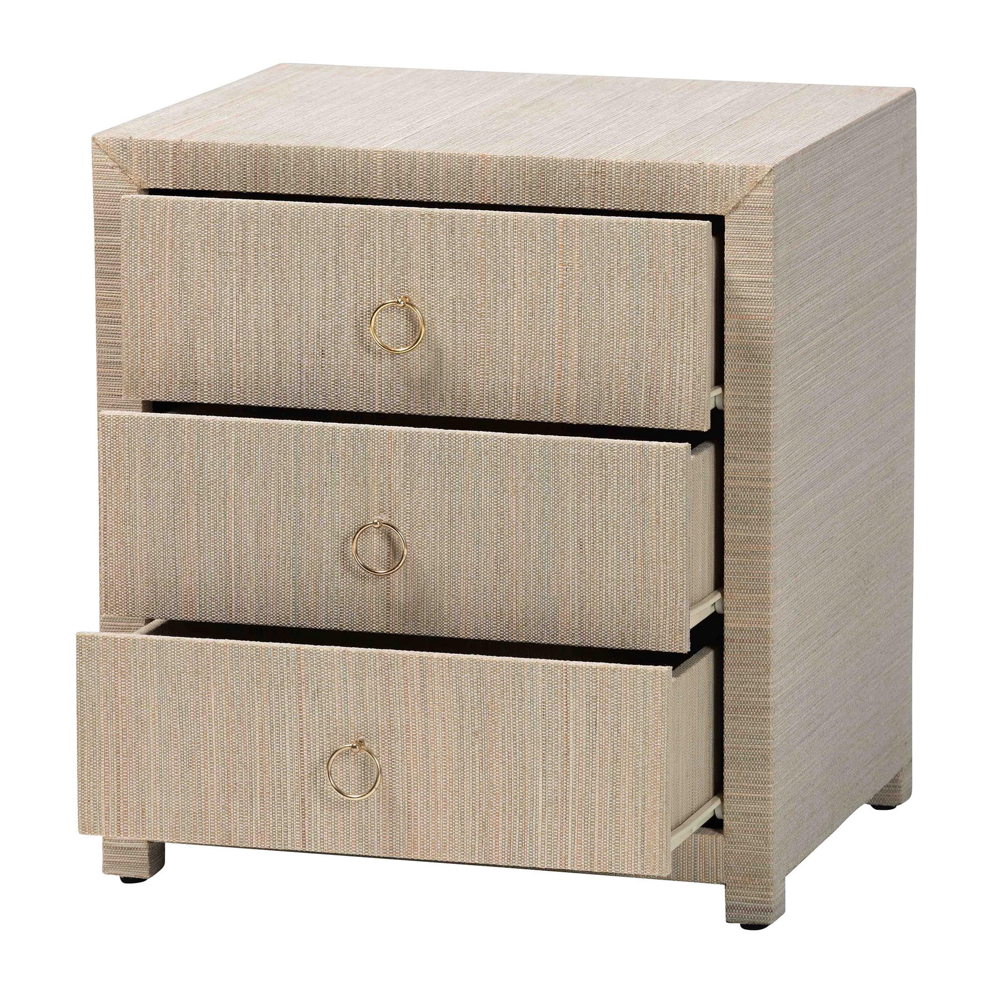 bali & pari Quinn Boho Nightstand, 3-Drawer, Natural