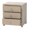 thumbnail image 2 of bali & pari Quinn Bohemian Woven Natural Grasscloth 3-Drawer Nightstand, 2 of 11