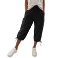 thumbnail image 3 of Womens Capris with Pockets Loose Fit Casual Capri Pants Dressy Lightweight Ladies Baggy Cargo Pants for Hiking by Yigetop Black L, 3 of 6