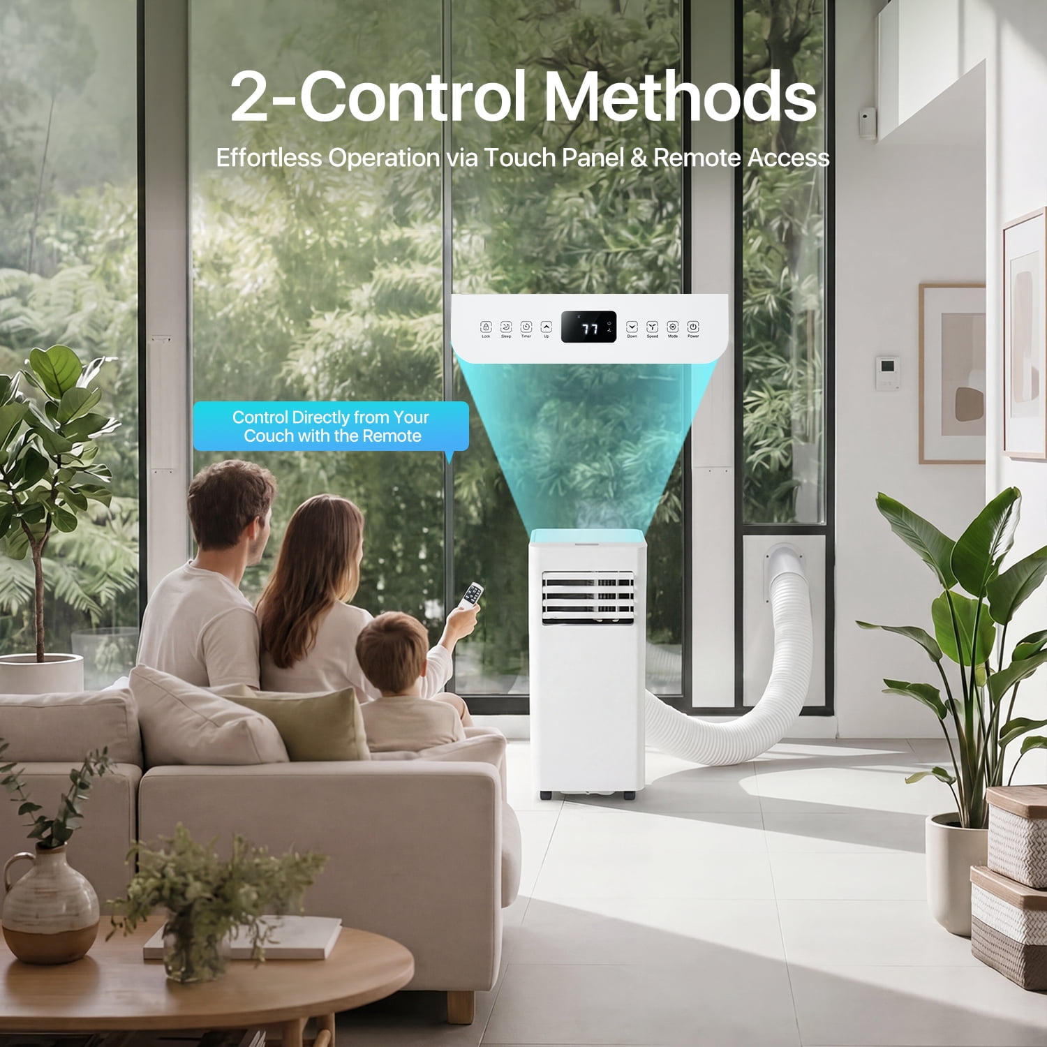 Dateyes 10000 BTU 5-in-1 Portable Air Conditioner, Smart Standing Cooling and Heating Unit, Remote Control Dehumidifier & Fan for Bedroom, Indoor Room AC