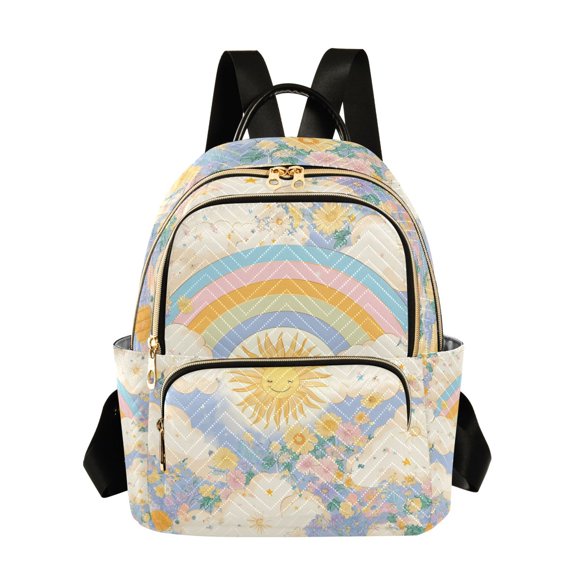 FORMRS Mini Backpack Purse for Women Travel Daypack Casual Shoulder Bag, Purple Rainbow Clouds